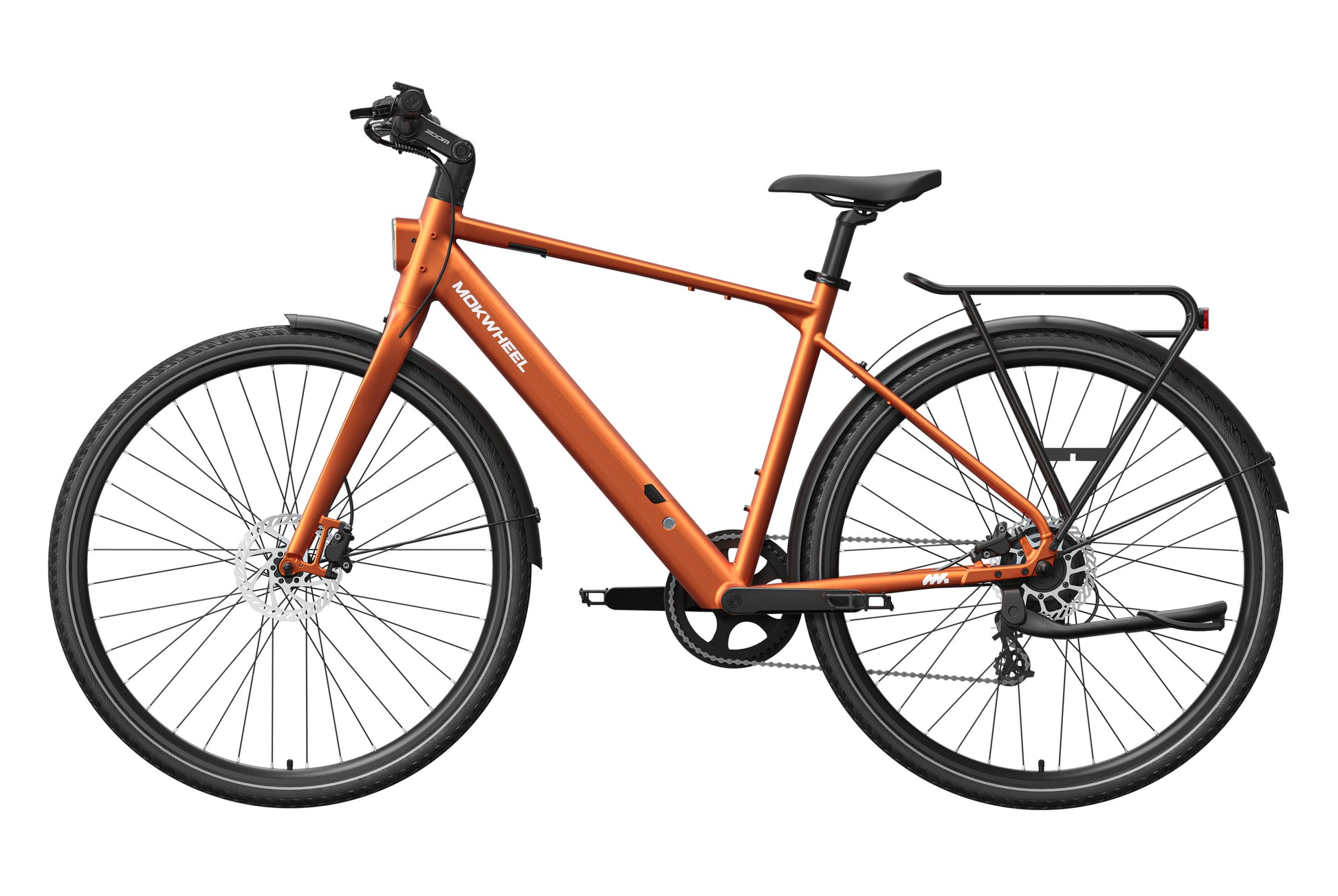 Mokwheel Flint orange e-bike side view.