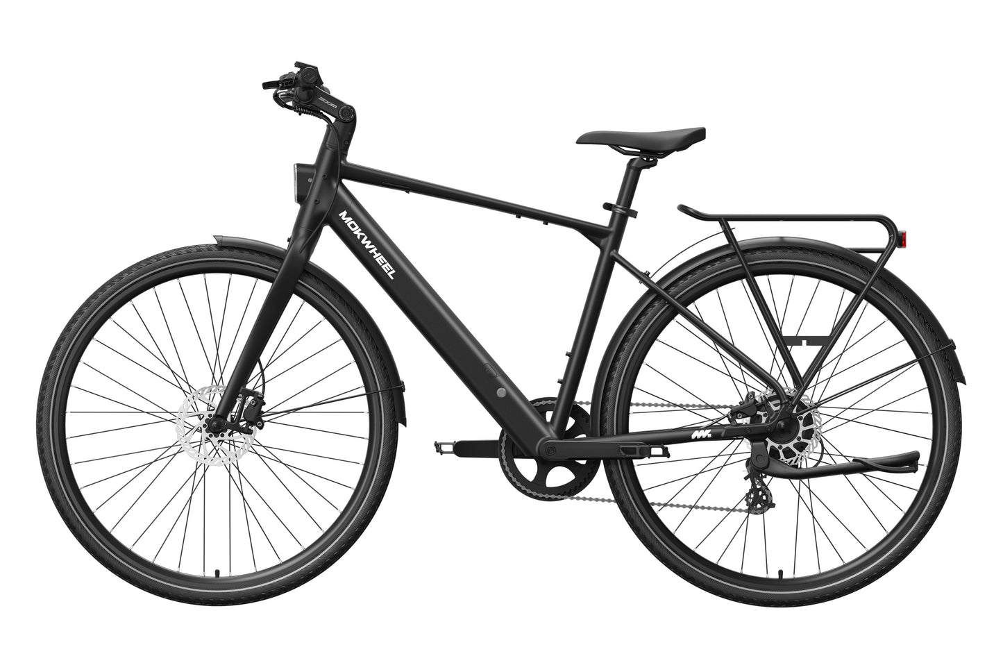 Mokwheel Flint in Phantom Black – 30lb e-bike for urban commuting.